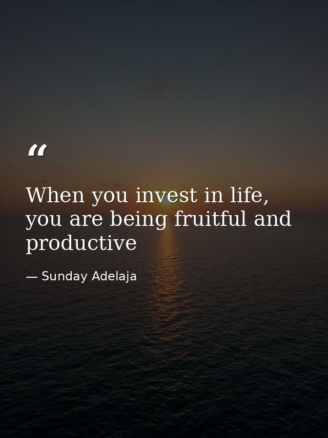 When you invest in life, you are being fruitful and productive — Sunday Adelaja