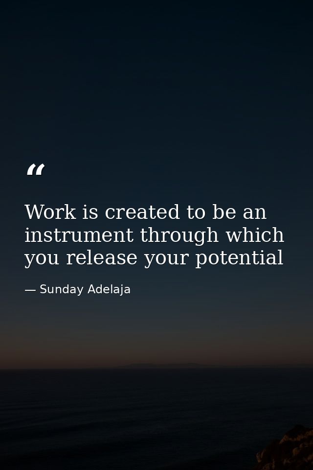 Work is created to be an instrument through which you release your potential — Sunday Adelaja
