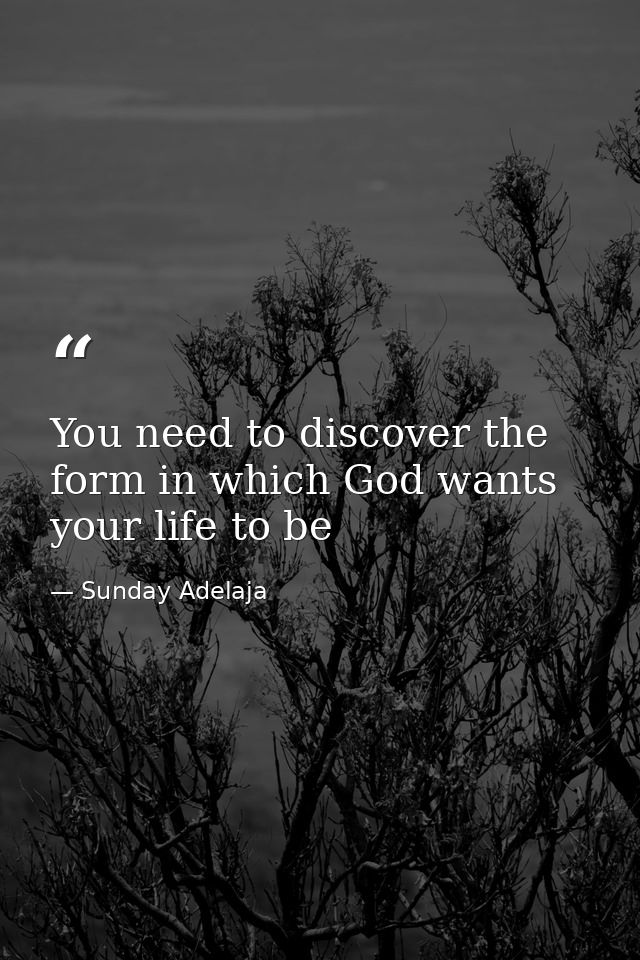 You need to discover the form in which God wants your life to be — Sunday Adelaja