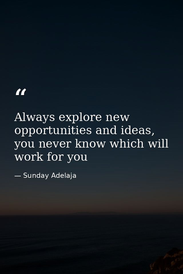 Always explore new opportunities and ideas, you never know which will work for you — Sunday Adelaja