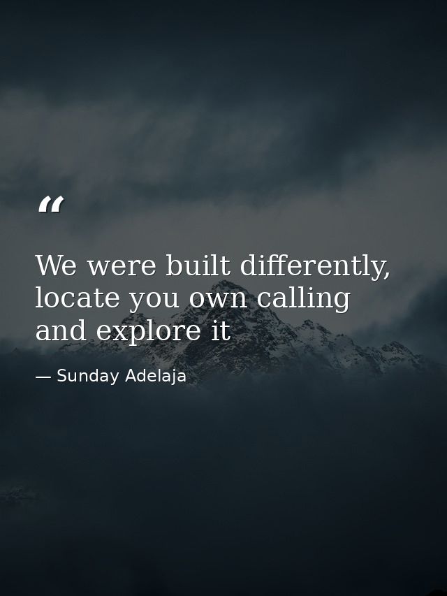 We were built differently, locate you own calling and explore it — Sunday Adelaja