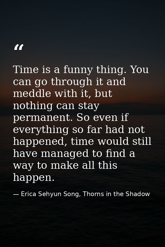Time is a funny thing. You can go through it and meddle with it, but nothing can stay permanent. So even if everything s — Erica Sehyun Song, Thorns in the Shadow