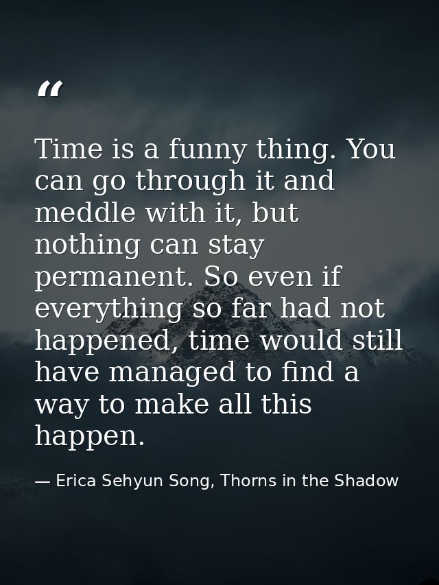 Time is a funny thing. You can go through it and meddle with it, but nothing can stay permanent. So even if everything s — Erica Sehyun Song, Thorns in the Shadow