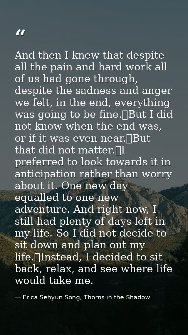 And then I knew that despite all the pain and hard work all of us had gone through, despite the sadness and anger we fel — Erica Sehyun Song, Thorns in the Shadow