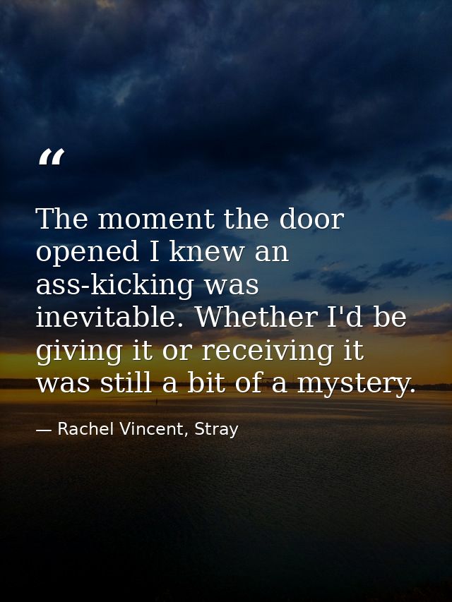The moment the door opened I knew an ass-kicking was inevitable. Whether I'd be giving it or receiving it was still a bi — Rachel Vincent, Stray