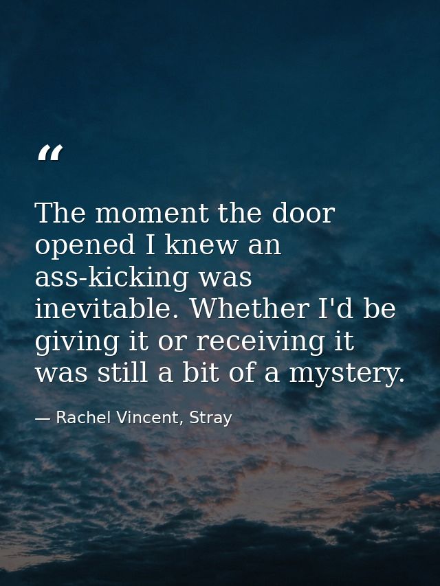 The moment the door opened I knew an ass-kicking was inevitable. Whether I'd be giving it or receiving it was still a bi — Rachel Vincent, Stray