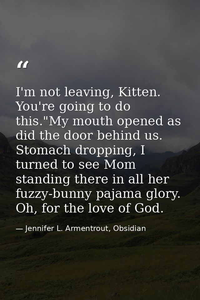 I'm not leaving, Kitten. You're going to do this."My mouth opened as did the door behind us. Stomach dropping, I turned  — Jennifer L. Armentrout, Obsidian