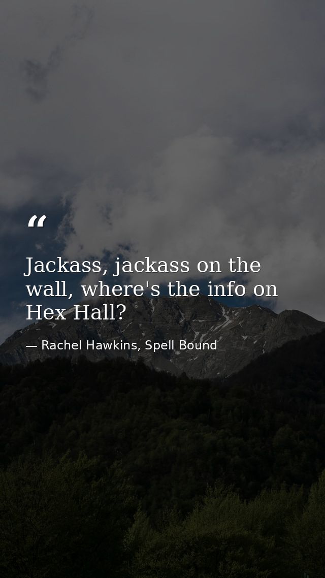 Jackass, jackass on the wall, where's the info on Hex Hall? — Rachel Hawkins, Spell Bound