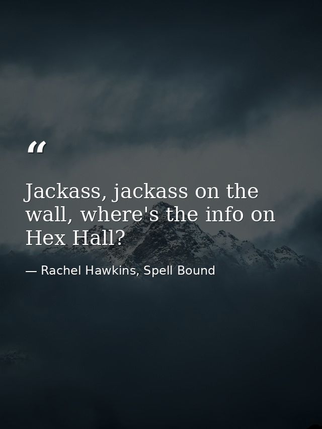 Jackass, jackass on the wall, where's the info on Hex Hall? — Rachel Hawkins, Spell Bound