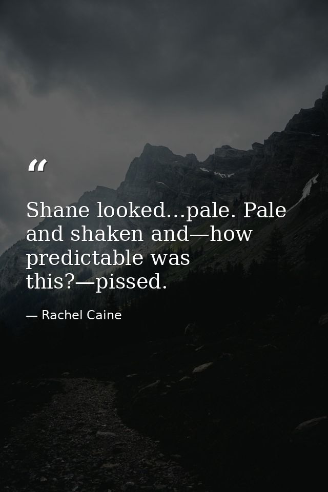 Shane looked…pale. Pale and shaken and—how predictable was this?—pissed. — Rachel Caine
