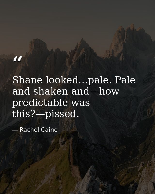 Shane looked…pale. Pale and shaken and—how predictable was this?—pissed. — Rachel Caine