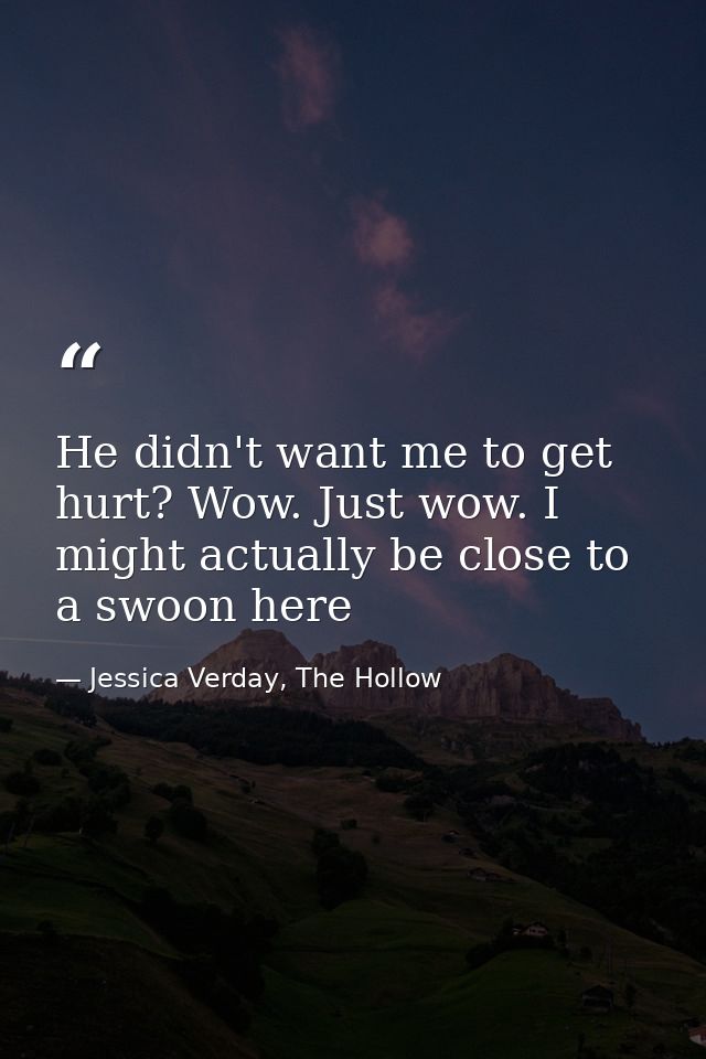 He didn't want me to get hurt? Wow. Just wow. I might actually be close to a swoon here — Jessica Verday, The Hollow