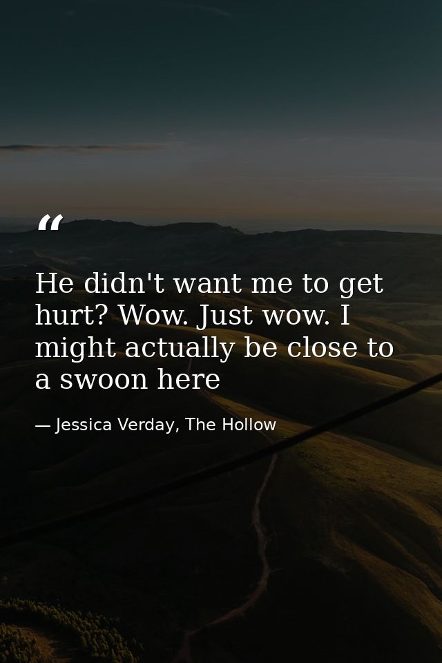 He didn't want me to get hurt? Wow. Just wow. I might actually be close to a swoon here — Jessica Verday, The Hollow