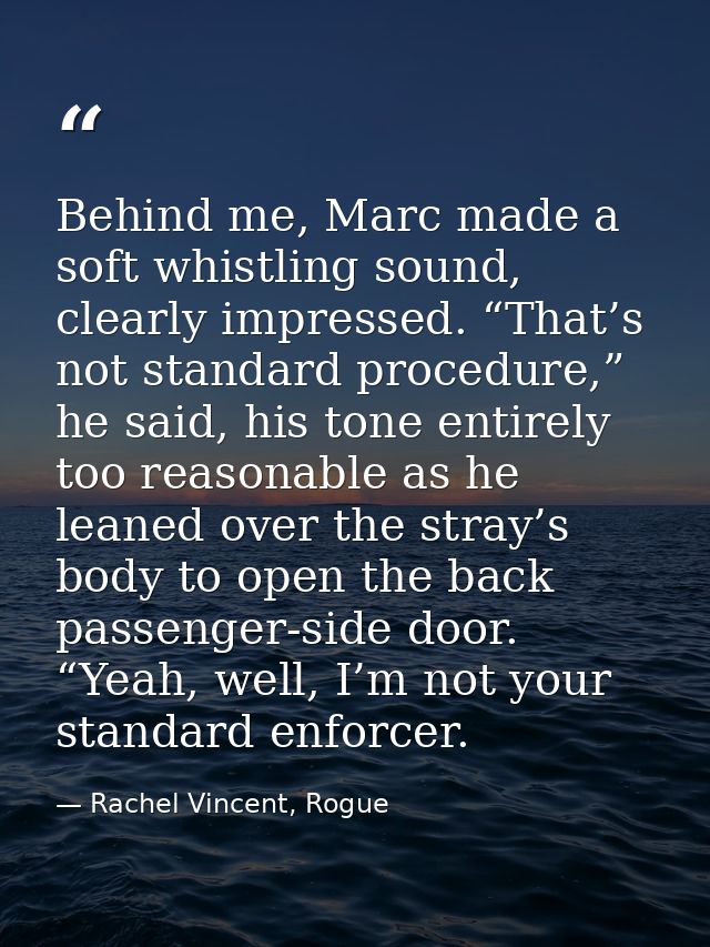 Behind me, Marc made a soft whistling sound, clearly impressed. “That’s not standard procedure,” he said, his tone entir — Rachel Vincent, Rogue