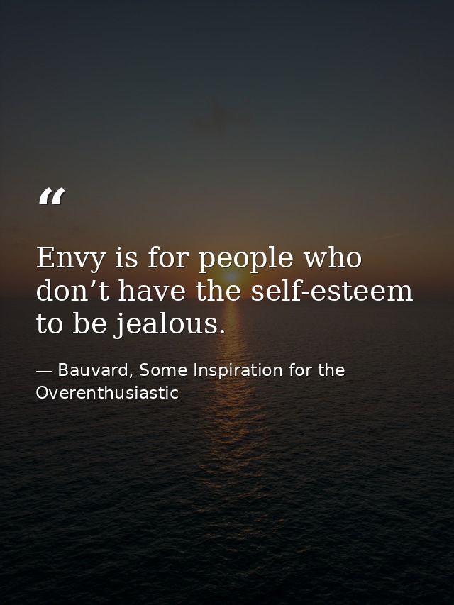 Envy is for people who don’t have the self-esteem to be jealous. — Bauvard, Some Inspiration for the Overenthusiastic
