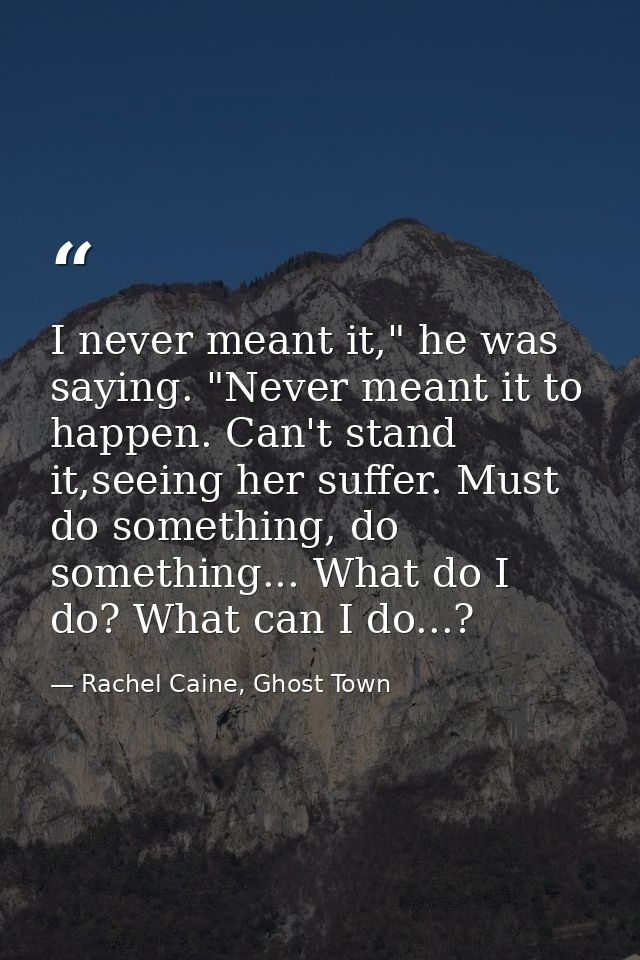 I never meant it," he was saying. "Never meant it to happen. Can't stand it,seeing her suffer. Must do something, do som — Rachel Caine, Ghost Town