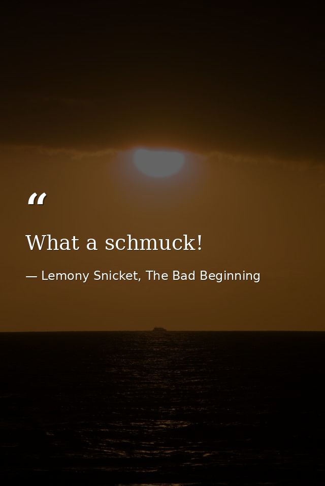 What a schmuck! — Lemony Snicket, The Bad Beginning