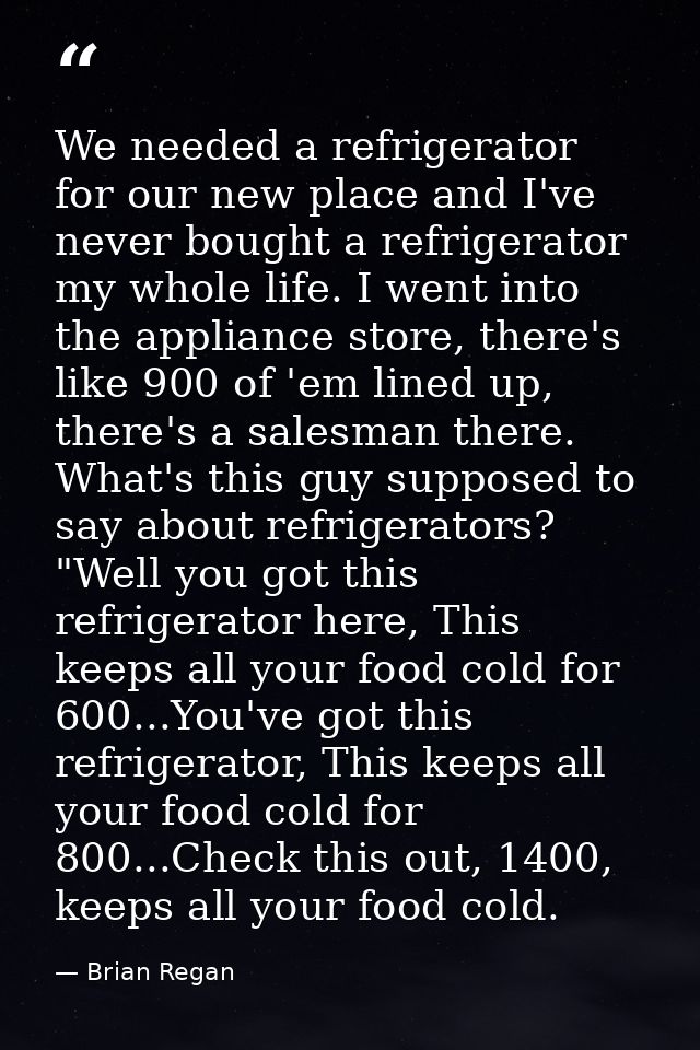 We needed a refrigerator for our new place and I've never bought a refrigerator my whole life. I went into the appliance — Brian Regan
