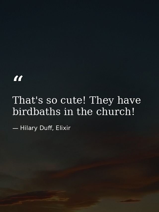 That's so cute! They have birdbaths in the church! — Hilary Duff, Elixir