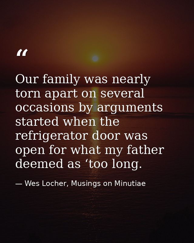 Our family was nearly torn apart on several occasions by arguments started when the refrigerator door was open for what  — Wes Locher, Musings on Minutiae
