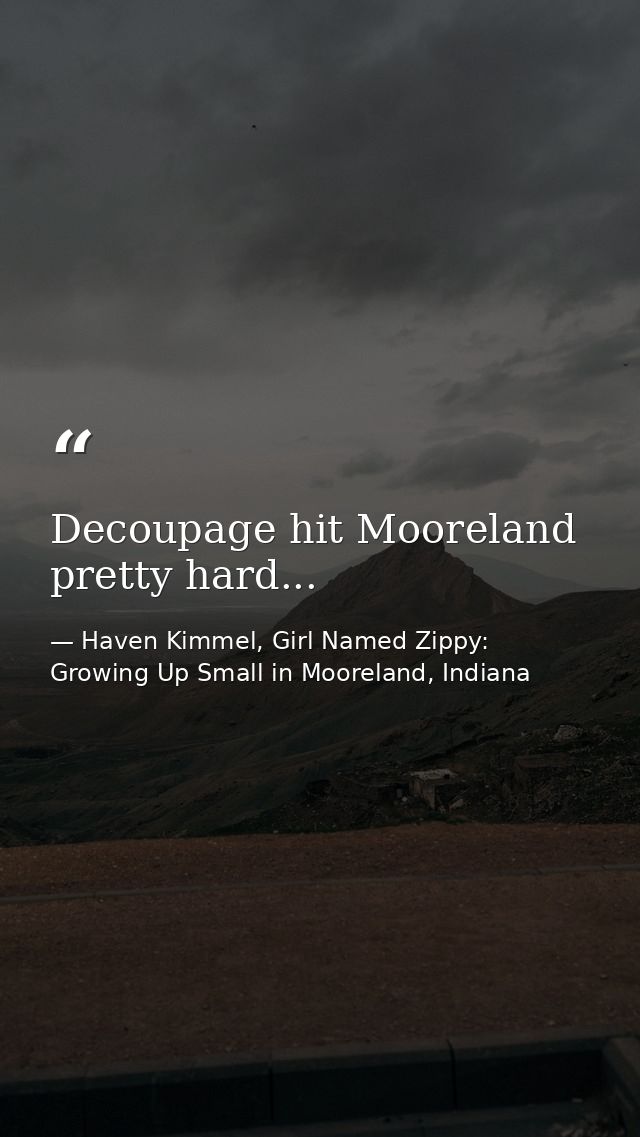 Decoupage hit Mooreland pretty hard... — Haven Kimmel, Girl Named Zippy: Growing Up Small in Mooreland, Indiana