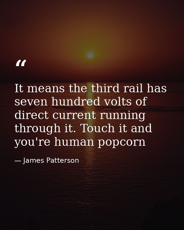 It means the third rail has seven hundred volts of direct current running through it. Touch it and you're human popcorn — James Patterson