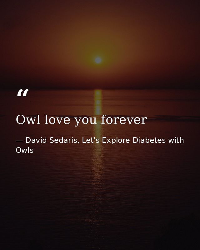 Owl love you forever — David Sedaris, Let's Explore Diabetes with Owls