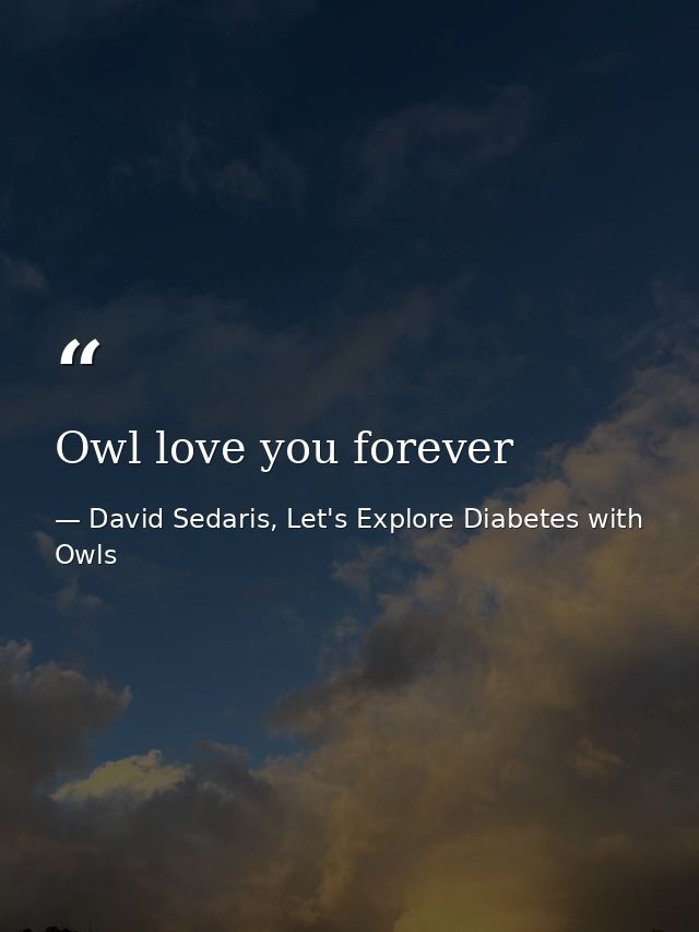 Owl love you forever — David Sedaris, Let's Explore Diabetes with Owls