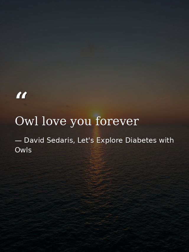 Owl love you forever — David Sedaris, Let's Explore Diabetes with Owls