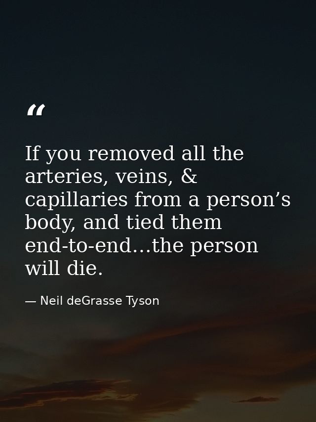 If you removed all the arteries, veins, & capillaries from a person’s body, and tied them end-to-end…the person will die — Neil deGrasse Tyson
