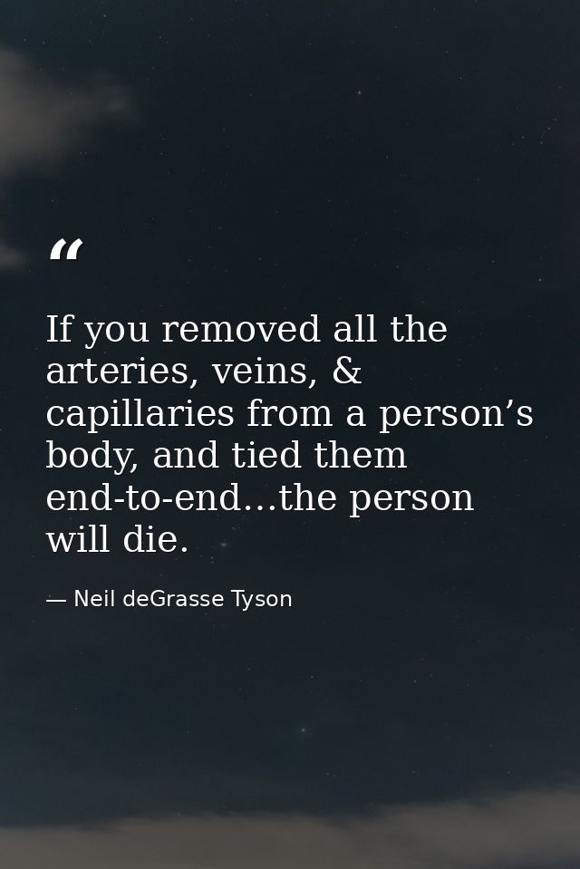 If you removed all the arteries, veins, & capillaries from a person’s body, and tied them end-to-end…the person will die — Neil deGrasse Tyson