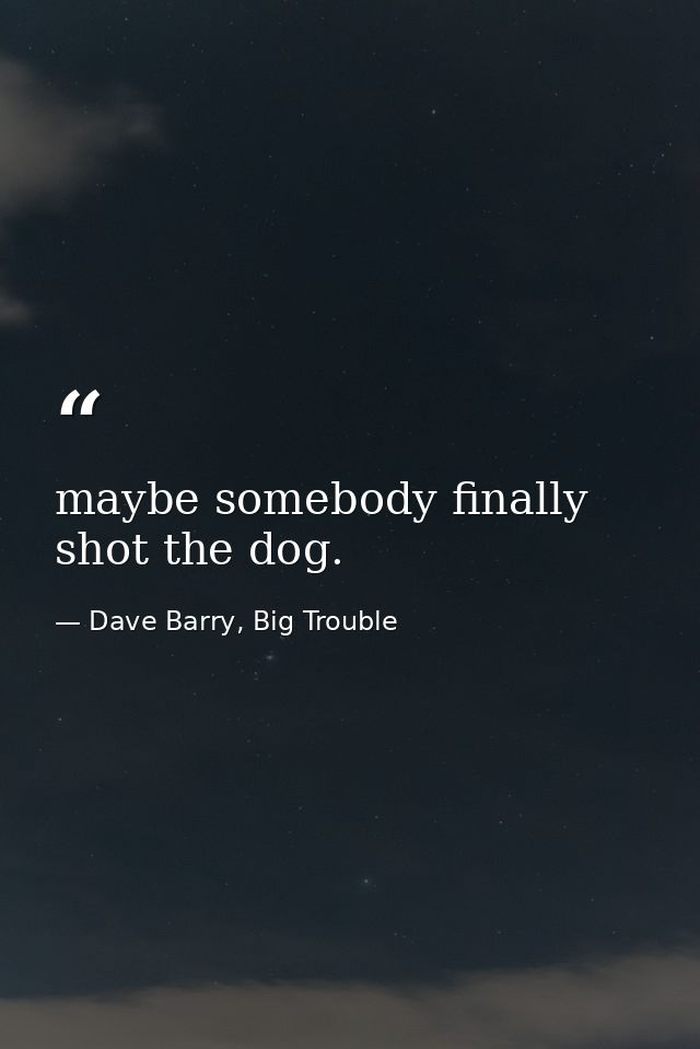 maybe somebody finally shot the dog. — Dave Barry, Big Trouble