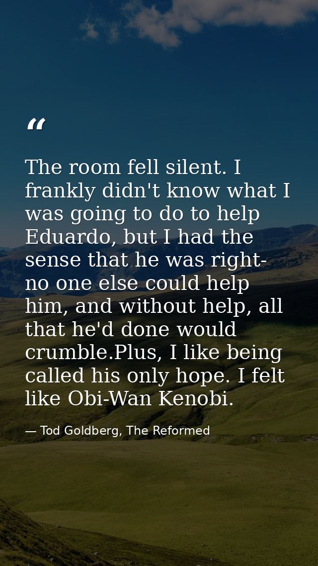 The room fell silent. I frankly didn't know what I was going to do to help Eduardo, but I had the sense that he was righ — Tod Goldberg, The Reformed