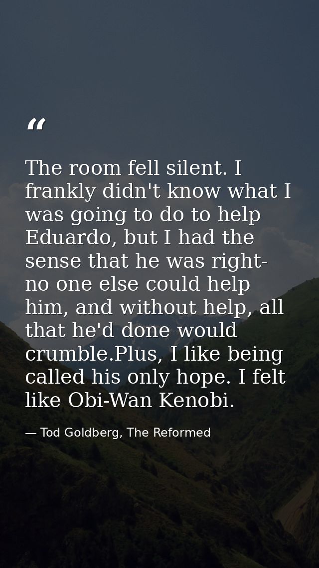 The room fell silent. I frankly didn't know what I was going to do to help Eduardo, but I had the sense that he was righ — Tod Goldberg, The Reformed