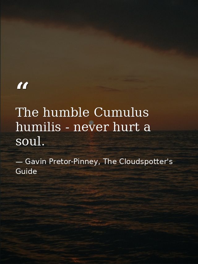 The humble Cumulus humilis - never hurt a soul. — Gavin Pretor-Pinney, The Cloudspotter's Guide
