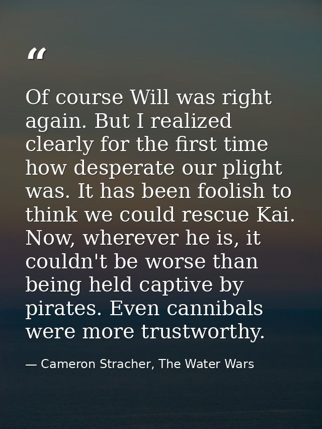 Of course Will was right again. But I realized clearly for the first time how desperate our plight was. It has been fool — Cameron Stracher, The Water Wars