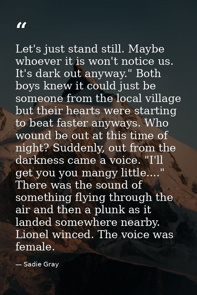 Let's just stand still. Maybe whoever it is won't notice us. It's dark out anyway." Both boys knew it could just be some — Sadie Gray