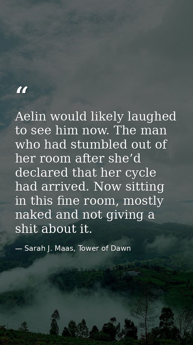 Aelin would likely laughed to see him now. The man who had stumbled out of her room after she’d declared that her cycle  — Sarah J. Maas, Tower of Dawn