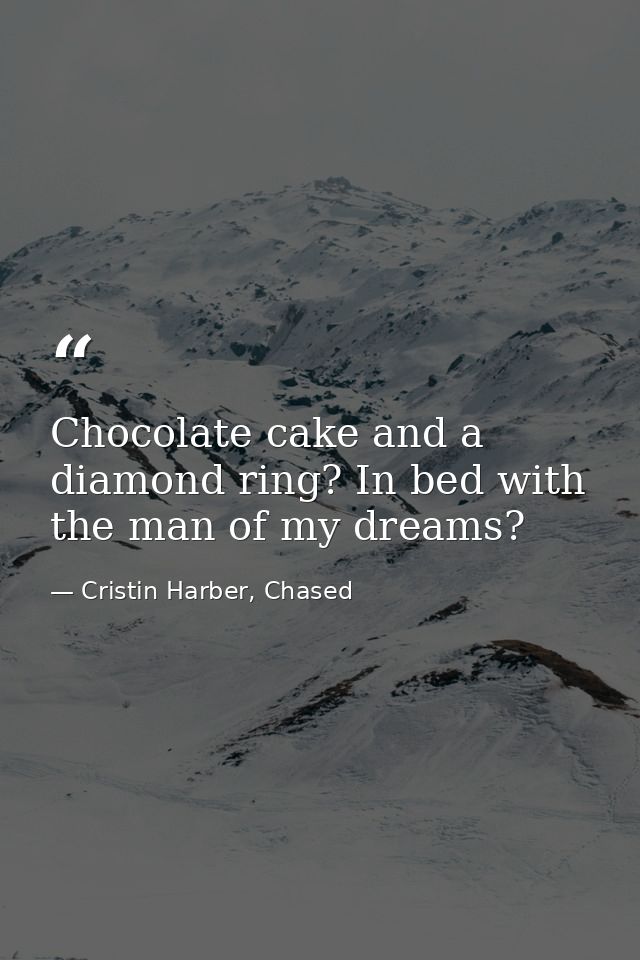 Chocolate cake and a diamond ring? In bed with the man of my dreams? — Cristin Harber, Chased