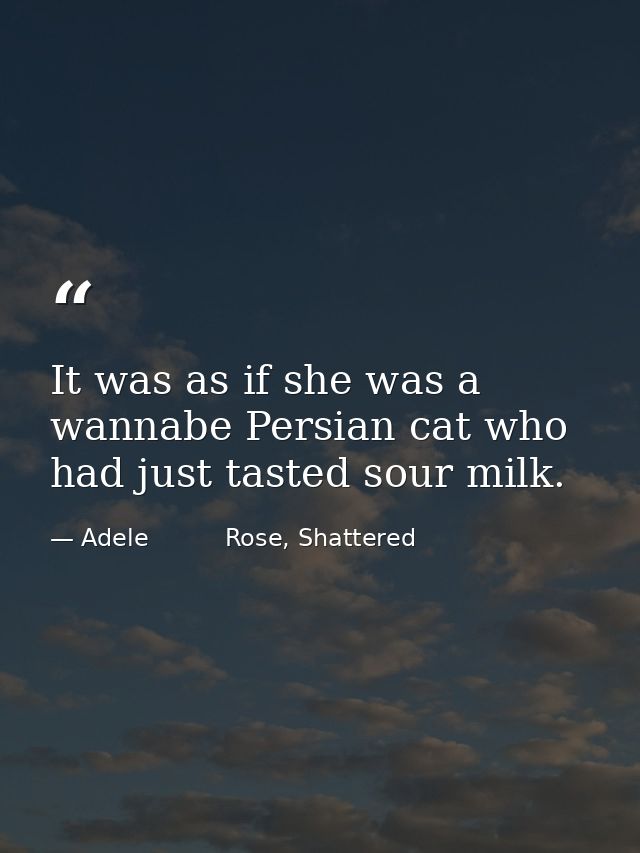 It was as if she was a wannabe Persian cat who had just tasted sour milk. — Adele          Rose, Shattered