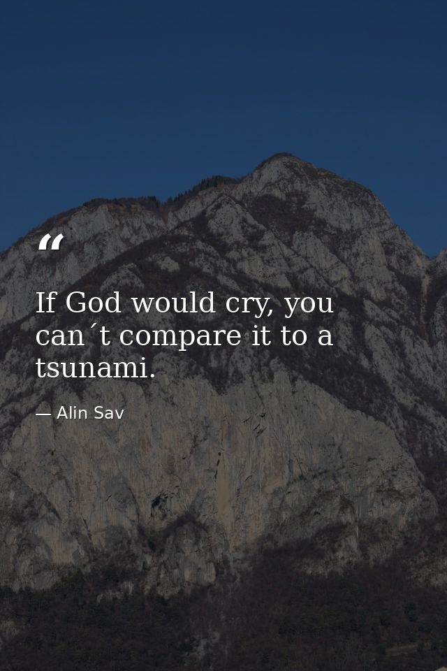 If God would cry, you can´t compare it to a tsunami. — Alin Sav