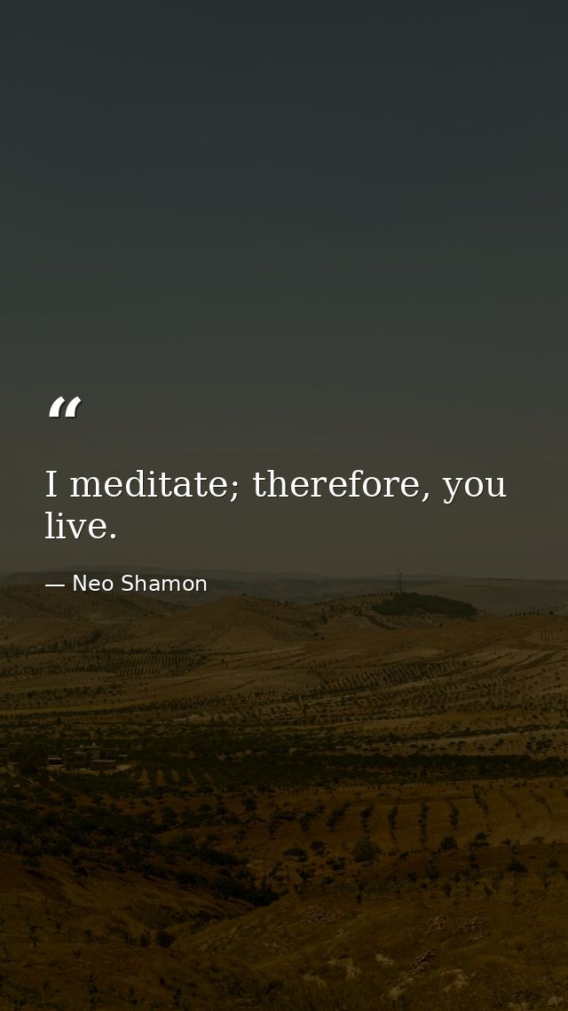 I meditate; therefore, you live. — Neo Shamon