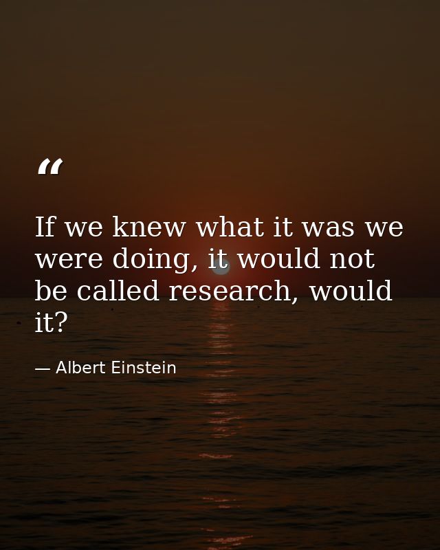 If we knew what it was we were doing, it would not be called research, would it? — Albert Einstein