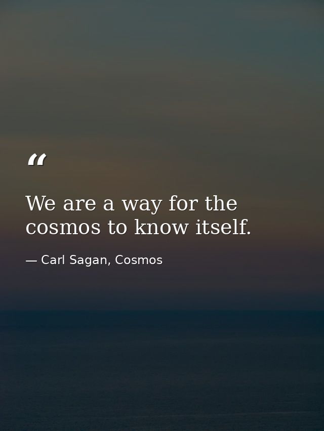 We are a way for the cosmos to know itself. — Carl Sagan, Cosmos