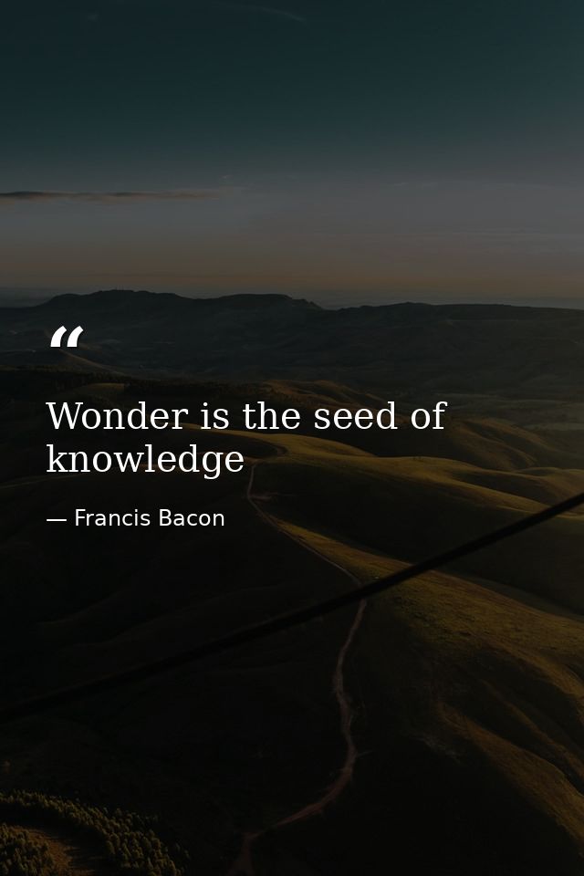 Wonder is the seed of knowledge — Francis Bacon