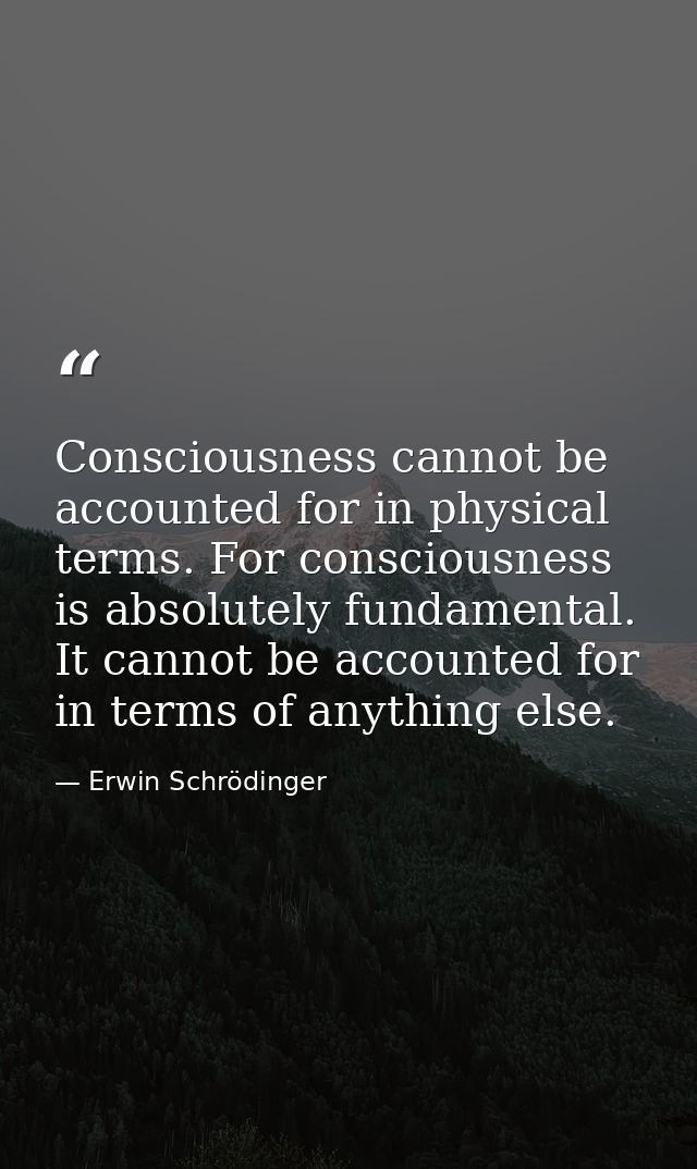 Consciousness cannot be accounted for in physical terms. For consciousness is absolutely fundamental. It cannot be accou — Erwin Schrödinger
