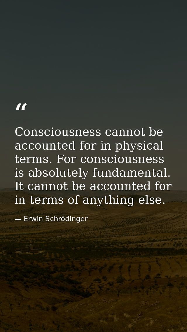 Consciousness cannot be accounted for in physical terms. For consciousness is absolutely fundamental. It cannot be accou — Erwin Schrödinger