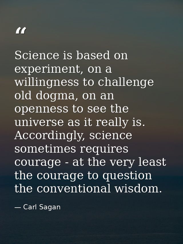 Science is based on experiment, on a willingness to challenge old dogma, on an openness to see the universe as it really — Carl Sagan