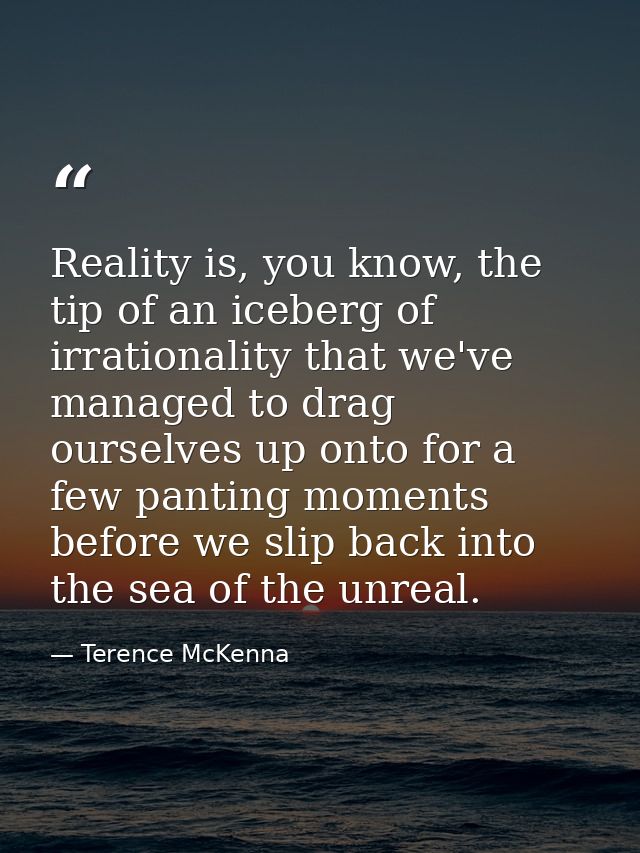 Reality is, you know, the tip of an iceberg of irrationality that we've managed to drag ourselves up onto for a few pant — Terence McKenna