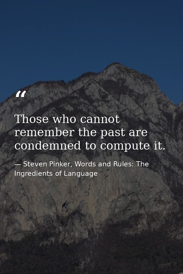 Those who cannot remember the past are condemned to compute it. — Steven Pinker, Words and Rules: The Ingredients of Language